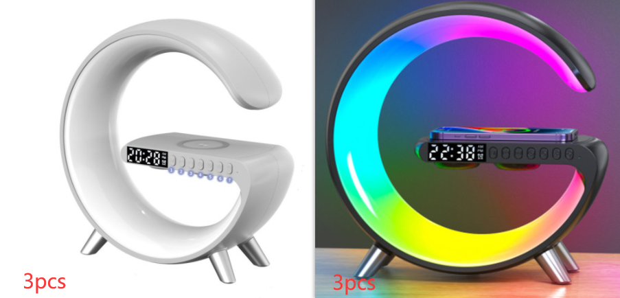 New G-Shaped LED Lamp with Bluetooth Speaker & Wireless Charger