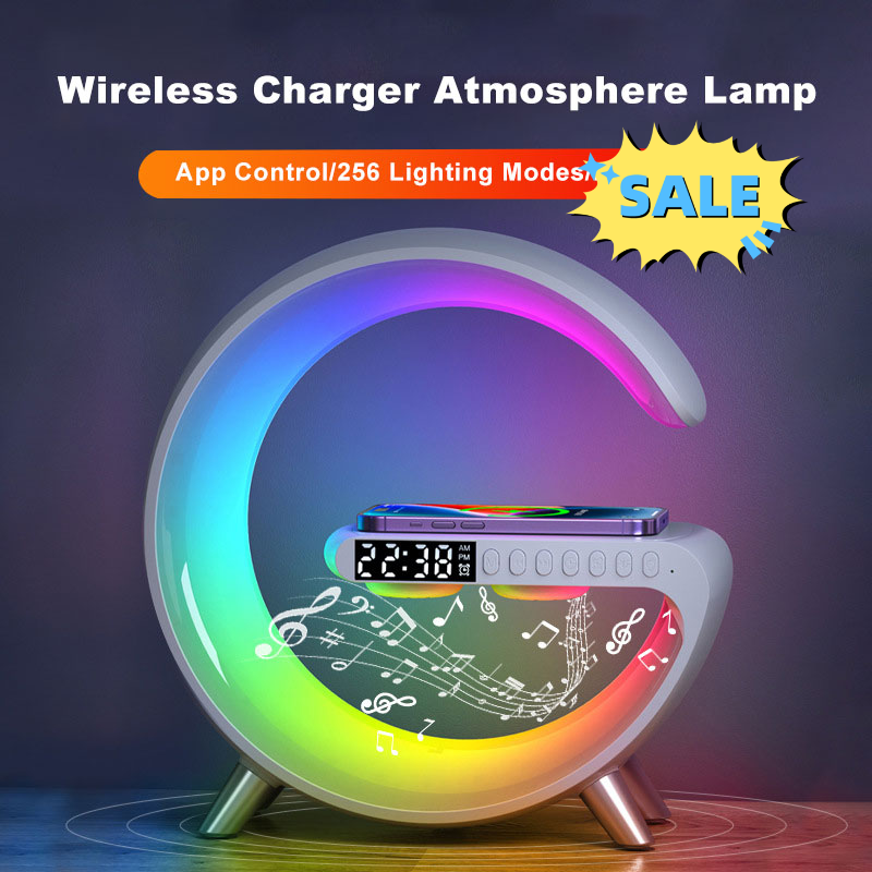New G-Shaped LED Lamp with Bluetooth Speaker & Wireless Charger
